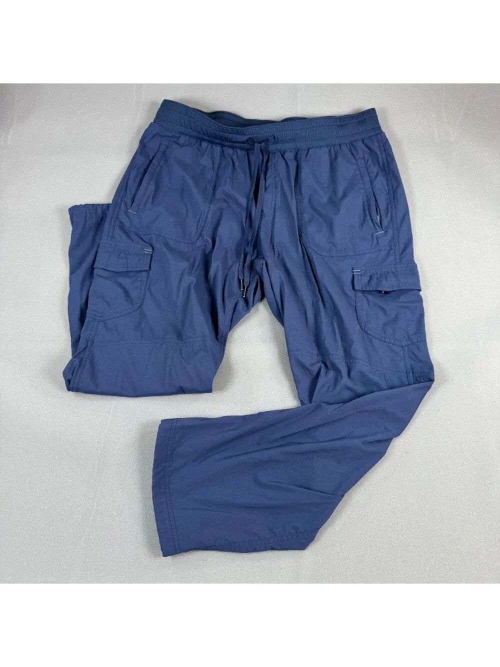 L.L.Bean Pants Mens Size 40x30 Blue Cargo Nylon Elastic Waist Lightweight Casual
